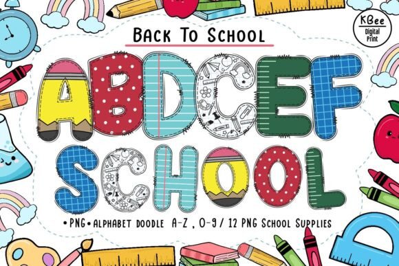Back to School Doodle Alphabet Letters Guide