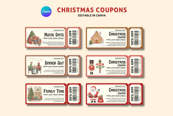 Christmas Retro Editable Coupon Template Guide