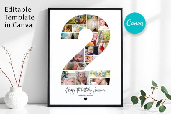 Editable 2nd Birthday Photo Collage Template