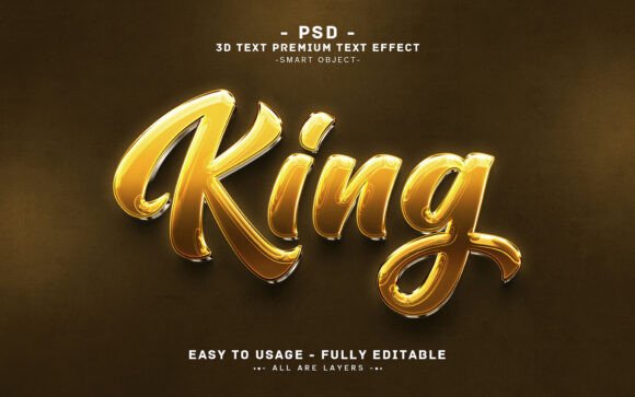King Gold 3D Editable PSD Text Style: Elevating Visual Projects with Premium Typography