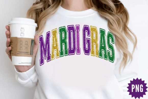 Mardi Gras Faux Yarn PNG Design: Elevating Digital Crafts with Textile Typography