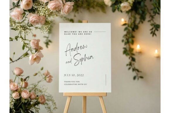 Minimal Modern Wedding Welcome Sign Design