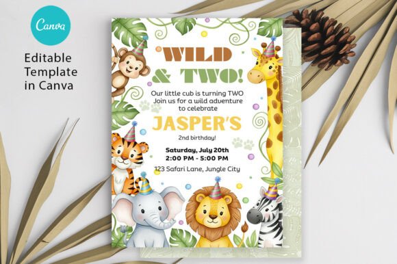 Safari Birthday Invitation Two Wild Boy Template