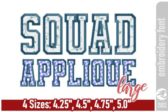 Squad Varsity Applique Font - Large Guide