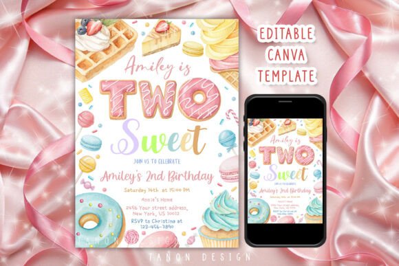 Two Sweet 2nd Birthday Invitation Card: Modern Design Meets Digital Flexibility