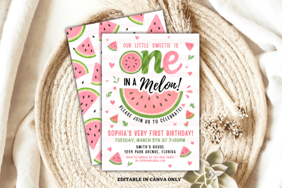 Watermelon Birthday Invitation Template for Summer Parties